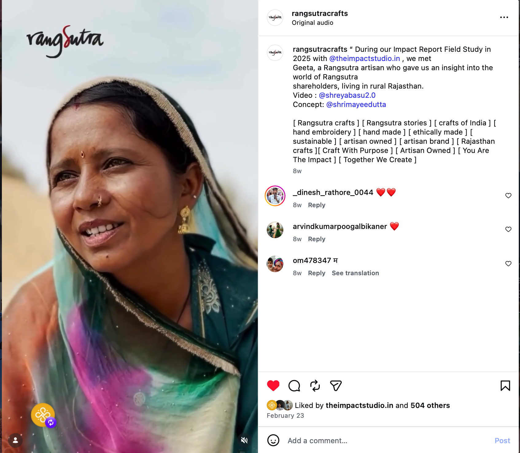 Beneficiary Testimonials for Rangsutra Crafts
